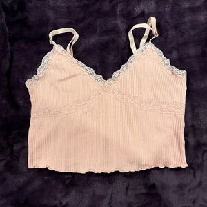 H&M - Y2K Lace Pink Cropped Cami